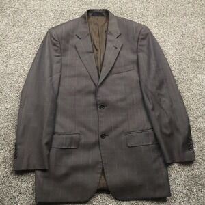 Baroni Blazer Jacket Men's 38R Brown Plaid Wool‎ Super 150s Formal Career